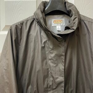 Vintage Talbots Petite MP Brown Lightweight Raincoat w/Packable Hood Belted